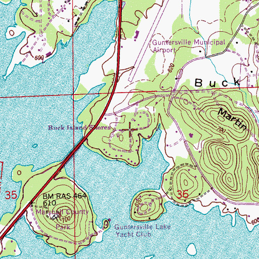 Topographic Map of Buck Island Shores, AL