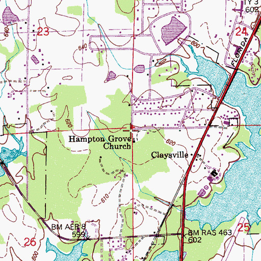 Topographic Map of Hampton Grove School (historical), AL