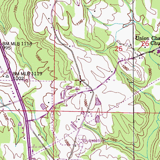 Topographic Map of New Howard School (historical), AL