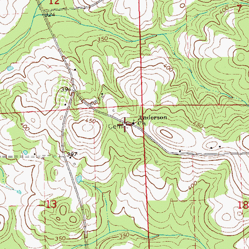 Topographic Map of Anderson Cemetery, AL