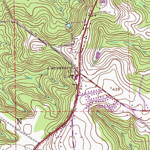 Topographic Map of Campground Cemetery, AL
