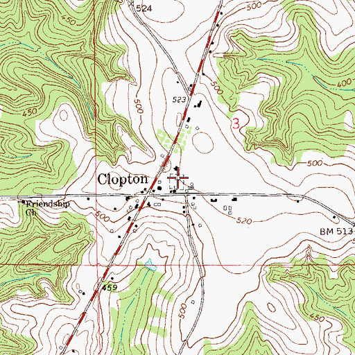 Topographic Map of Clopton Cemetery, AL