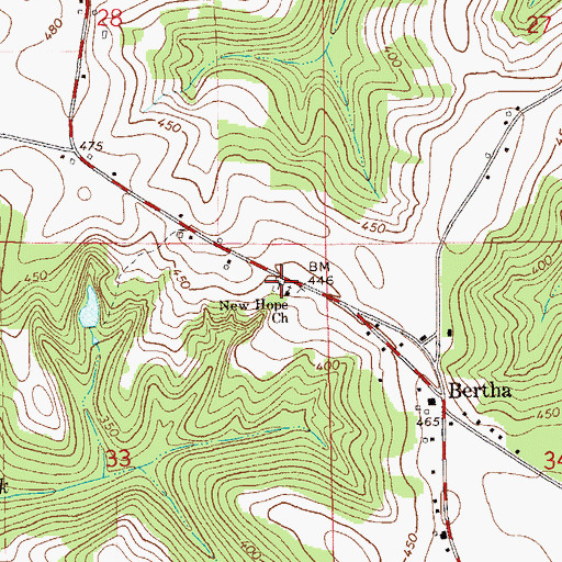 Topographic Map of New Hope Cemetery, AL