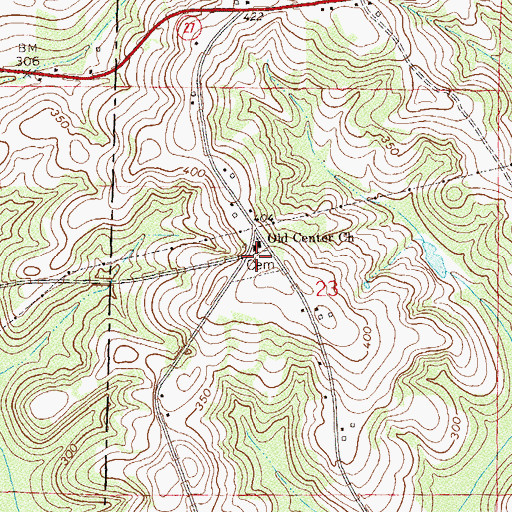 Topographic Map of Old Center Cemetery, AL