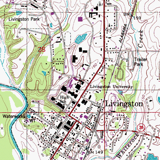 Topographic Map of Brock Hall, AL