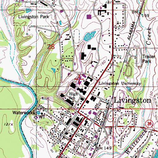 Topographic Map of Foust Hall, AL