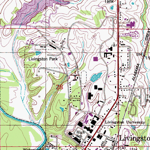 Topographic Map of Moon Hall, AL