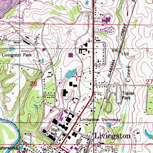 Topographic Map of Reed Hall, AL