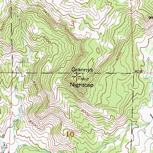 Topographic Map of Grannys Nightcap, CO