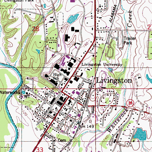 Topographic Map of Stickney Hall, AL