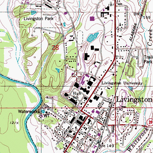 Topographic Map of Tiger Stadium, AL