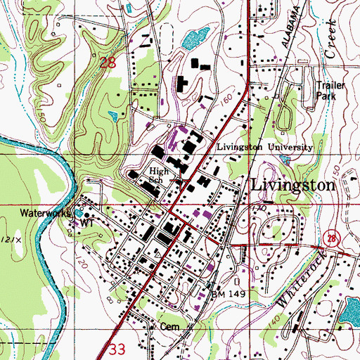Topographic Map of Tutwiler Library, AL