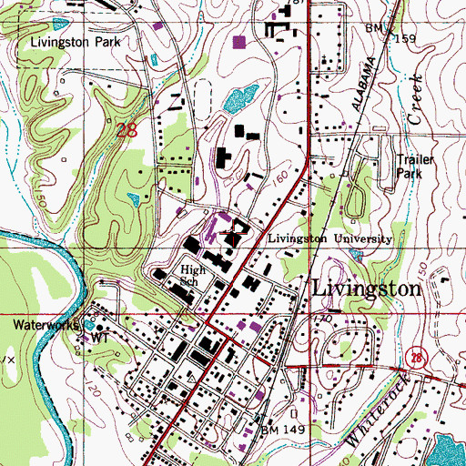 Topographic Map of Webb Hall, AL