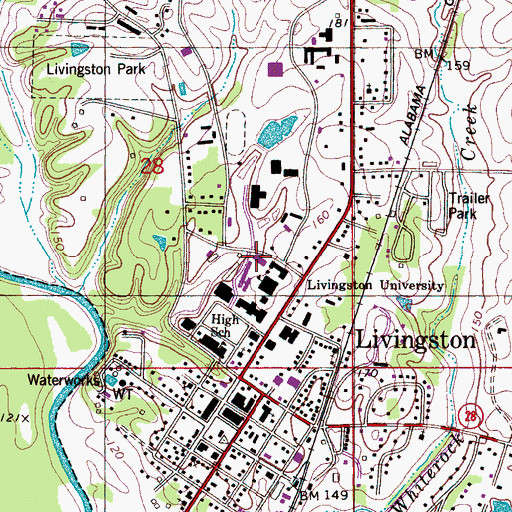 Topographic Map of Young Hall, AL