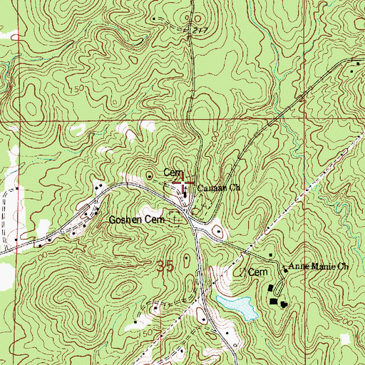 Topographic Map of Canaan Cemetery, AL