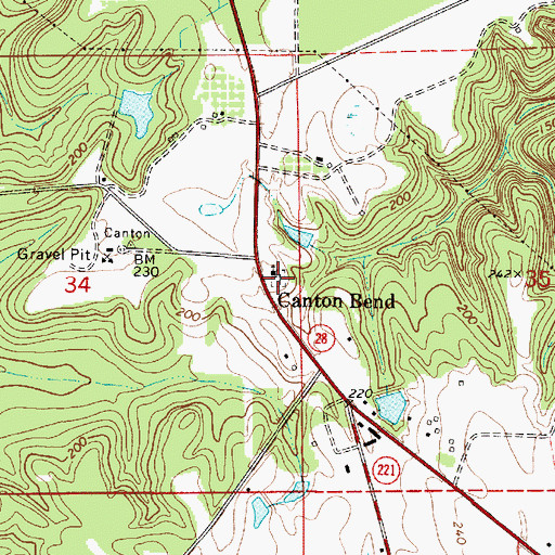 Topographic Map of Canton Bend Cemetery, AL