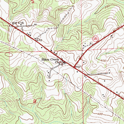 Topographic Map of Sykes Creek Cemetery, AL