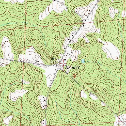 Topographic Map of Asbury Cemetery, AL