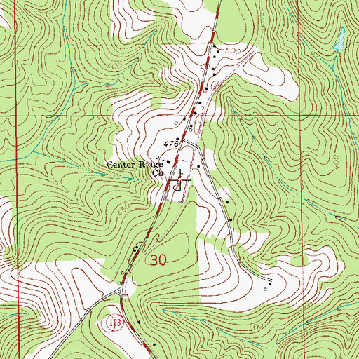 Topographic Map of Center Ridge Cemetery, AL