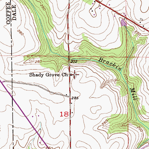 Topographic Map of Shady Grove Cemetery, AL