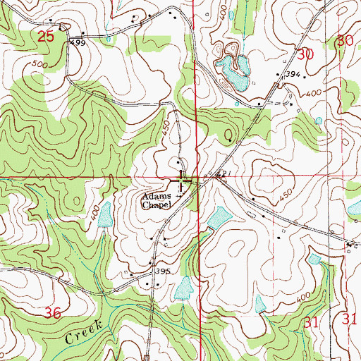 Topographic Map of Adams Chapel Cemetery, AL