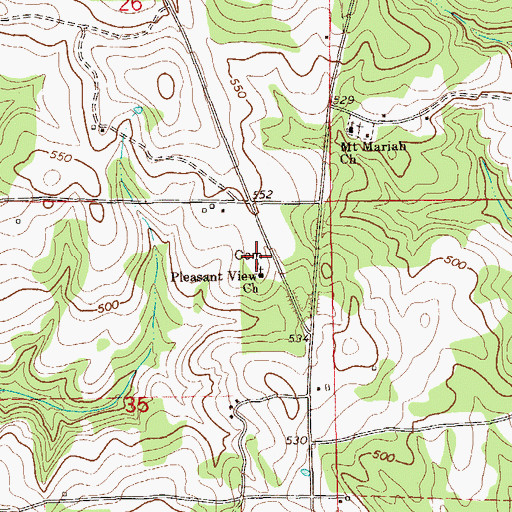 Topographic Map of Pleasant View Cemetery, AL