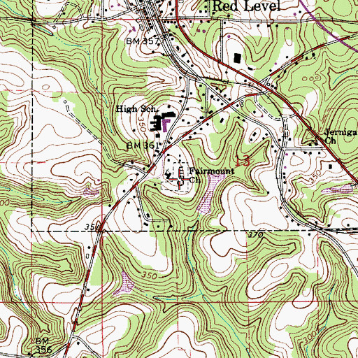 Topographic Map of Fairmount Cemetery, AL