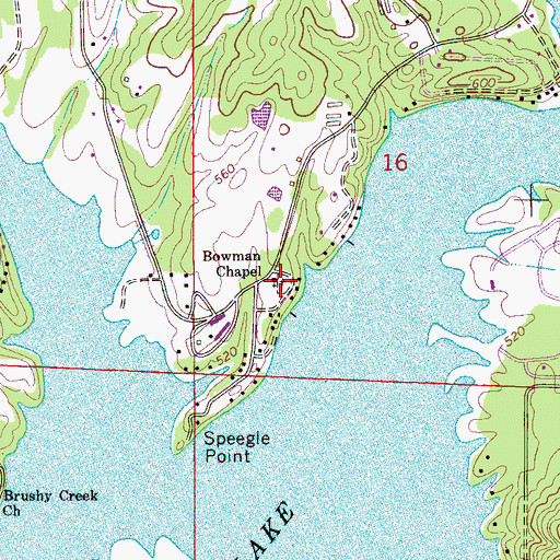Topographic Map of Bowmans Chapel Cemetery, AL