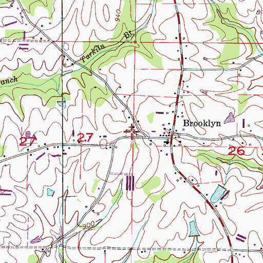 Topographic Map of Brooklyn Cemetery, AL