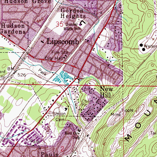 Topographic Map of Lipscomb Church of God On Avenue K, AL
