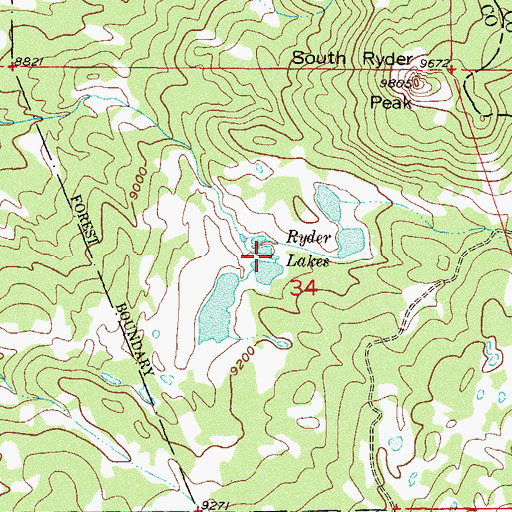 Topographic Map of Ryder Lakes, CO