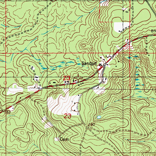 Topographic Map of Carlow Cemetery, AL