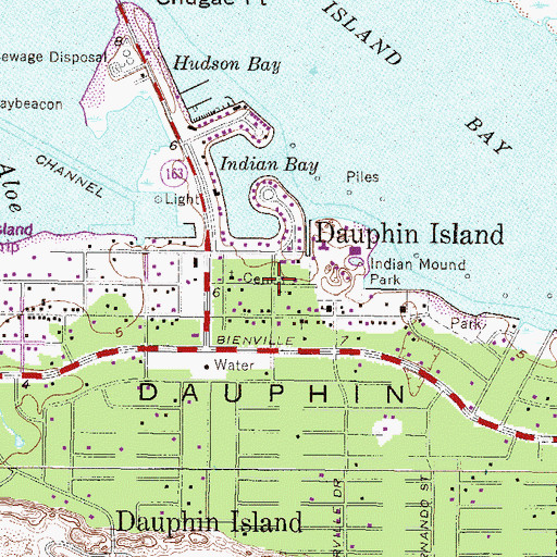 Topographic Map of Dauphin Island Methodist Church, AL