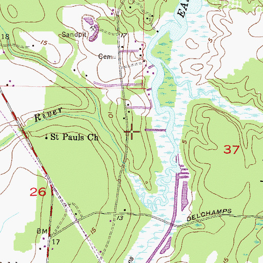 Topographic Map of English Cemetery, AL