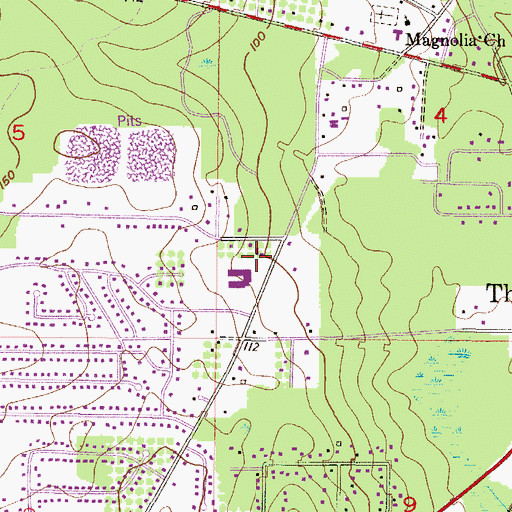Topographic Map of Evangelist Temple Church, AL