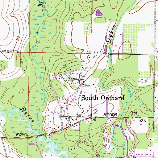 Topographic Map of Fowl River Baptist Church, AL