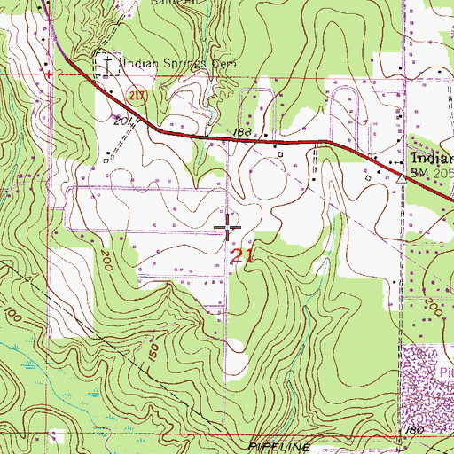 Topographic Map of Highland Church, AL
