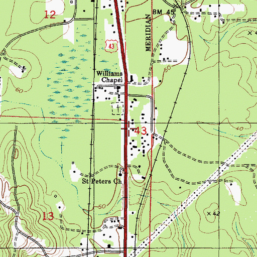 Topographic Map of Kingdom Hall Church, AL