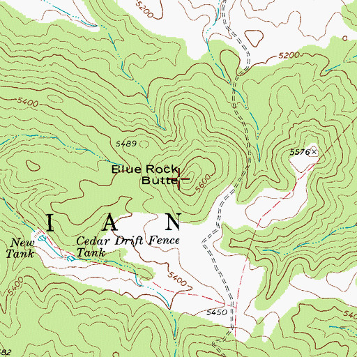 Topographic Map of Blue Rock Butte, AZ