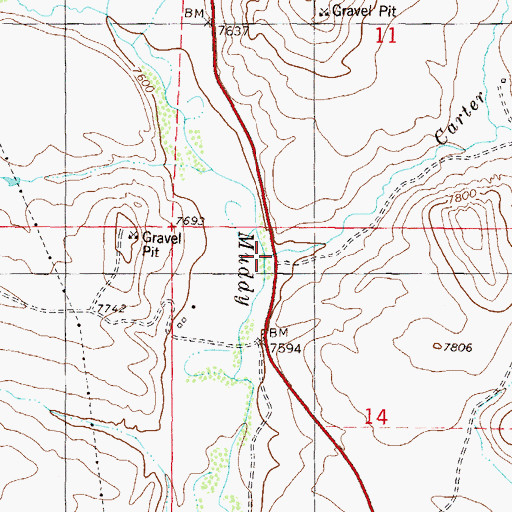 Topographic Map of Carter Creek, CO