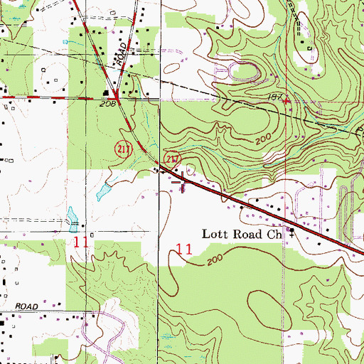 Topographic Map of Lott Road Church, AL