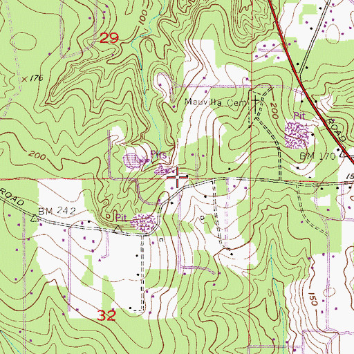 Topographic Map of Mauvilla Church, AL
