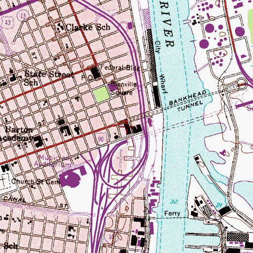 Topographic Map of Mobile County Courthouse, AL