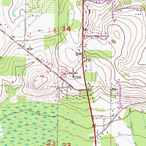 Topographic Map of Oddfellows Cemetery, AL