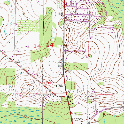 Topographic Map of Oddfellows Temple Church, AL