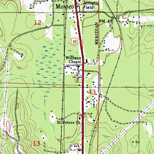 Topographic Map of Roper Cemetery, AL