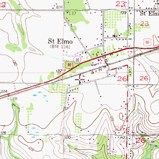 Topographic Map of Saint Elmo Church, AL