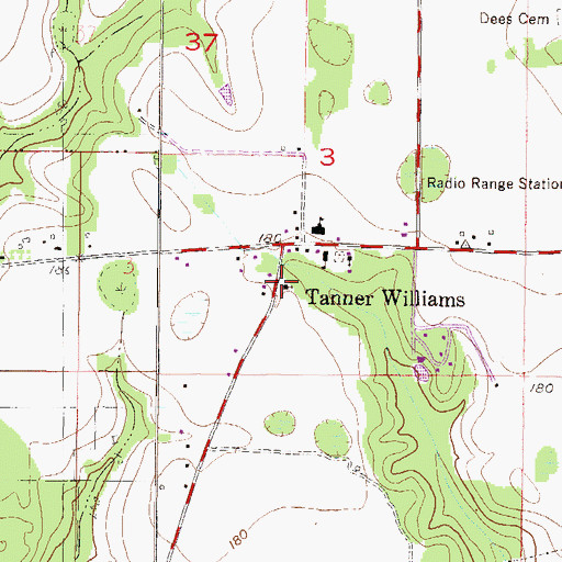 Topographic Map of Tanner Williams Church, AL