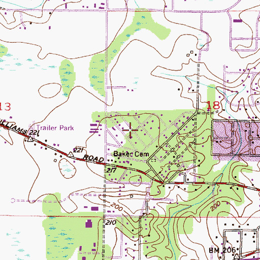 Topographic Map of Trinity Church, AL