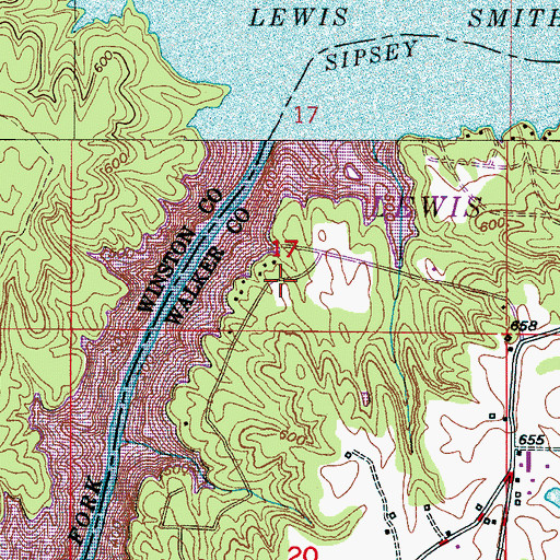Topographic Map of Lake Shore Subdivision, AL